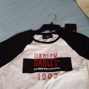 Harley Davidson 1903 Women's Staked Printed Short Sleeve T-shirt NWT